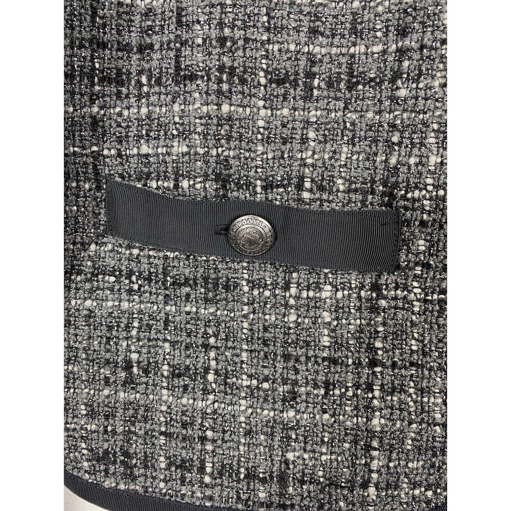Brooks Brothers Bouclé Blazer Jacket Check Gray Black Women's Size 4 - Picture 7 of 16